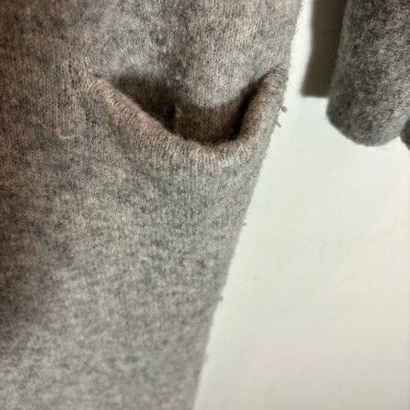 COMMUNITY Sz S Wool Yak Long Line Open Front Foldable  Collar Pocket Cardigan - Picture 3 of 9